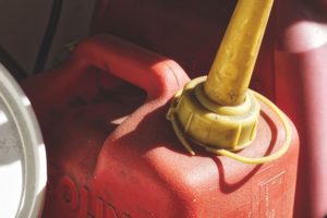 red plastic exploding gas can