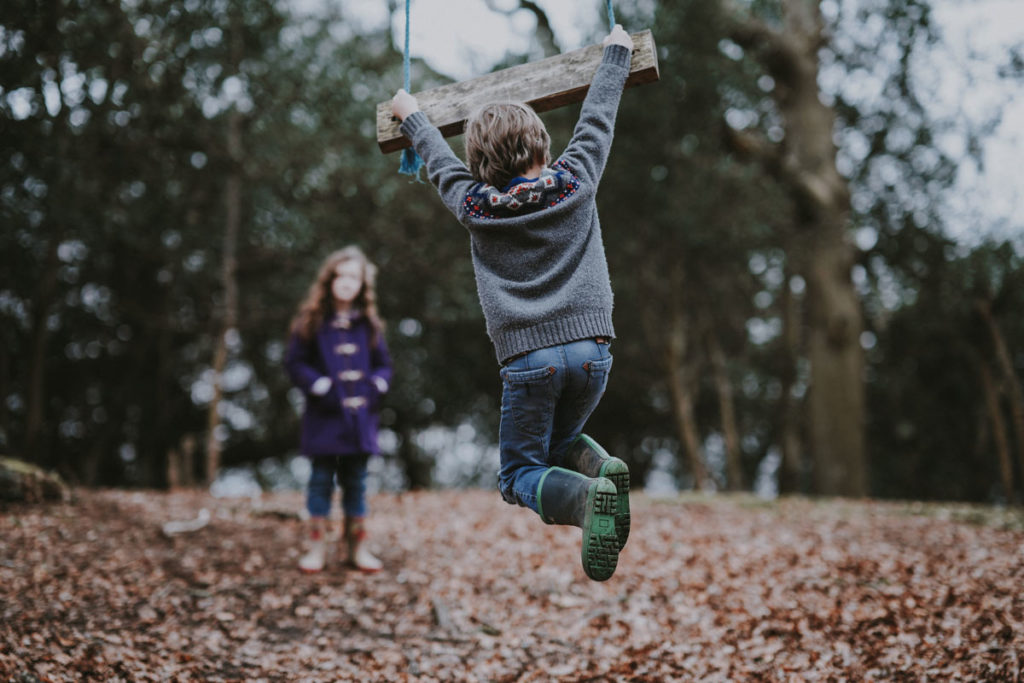 Children on a playground during a sleepover