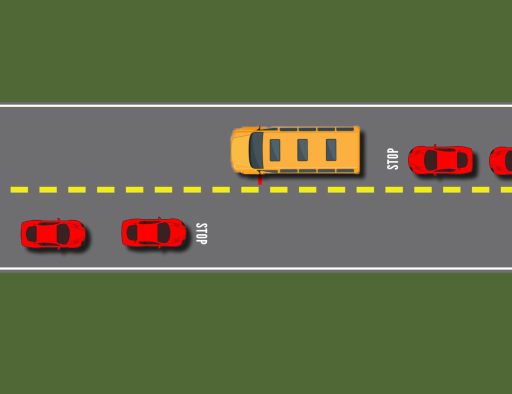 infografía de tráfico con autobús escolar