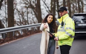 police pulled over on shoulder to help a driver