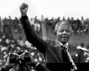 Nelson Mandela giving a speech