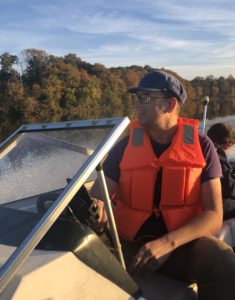 Robert Regan manning his boat