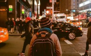 pedestrians crossing the street