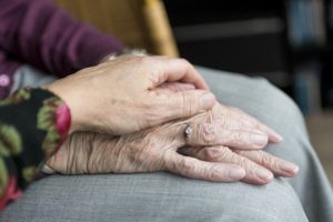 elderly hands at the nursing home
