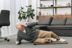 old man who has fallen on the floor