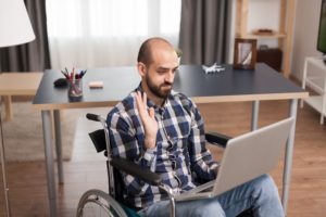 injured man in wheelchair