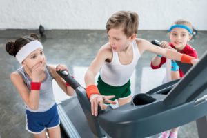 children on a treadmill
