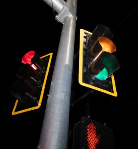 reflective borders on street lights
