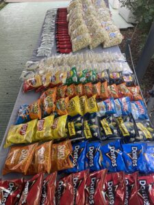 snack table filled with chips