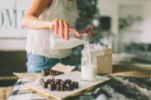 woman making eggnog