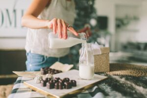 woman making eggnog