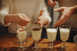 Family making eggnog