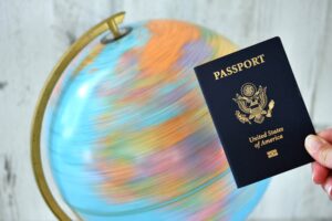 passport and a globe