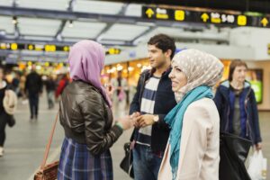 Muslim women at an airport
