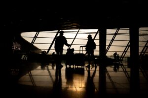 sunset at the airport