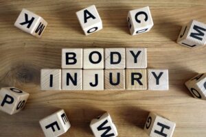 Text body injury from wooden blocks on desk